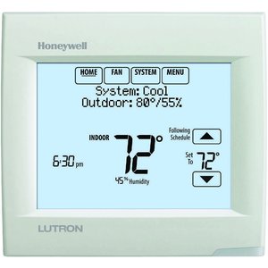 Lutron L-HWLV2-WIFI Wireless Thermostat, Powered by Honeywell, Works with the Lutron App (Caseta / RA2 Select / RA3), White