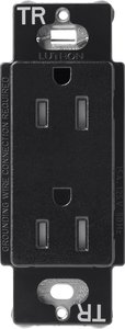 Lutron SCRS-15-TR-MN Claro 15A Tamper-Resistant Duplex Receptacle, Decorator-Style Outlet, Satin Finish, Midnight