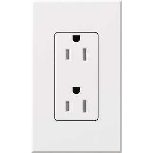 Lutron NTR-15-TR-WH Architectural 15A Tamper-Resistant Duplex Receptacle, Wall Plate Included, Matte Finish, White