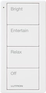 Lutron PJ2-4B-GWH-P03 4-Button, Scene Keypad, Pico Smart Remote, with Any Room Text Engraving, White