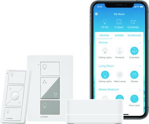 Lutron P-BDG-PKG1P Caseta Smart Lamp Dimmer Switch Kit: Includes Smart Hub, Plug-In Lamp Dimmer, and Pico Remote, White
