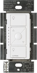 Lutron PD-5NE-WH Caseta Original Smart Dimmer Switch for ELV+ Lighting, Phase Selectable, 250W LED / 400VA MLV / 500W ELV, Neutral Required, 120V, White