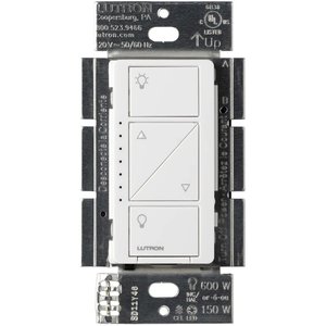 Lutron PD-6WCL-WH Caseta Original Smart Dimmer Switch, 150W LED, No Neutral Required, 120V, White