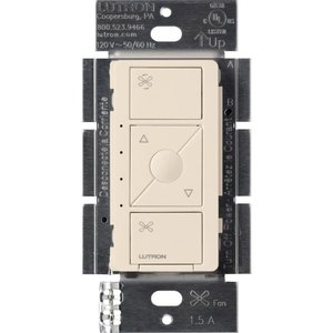 Lutron PD-FSQN-LA Caseta Original Smart Fan Speed Control Switch, 4-Speed, 1.5A Fan, Neutral Required, 120V, Light Almond
