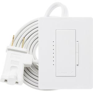 Lutron RRD-3LD-SW RadioRA 2 Plug-in Table Lamp Dimmer, Works with RA2 Select / RA3 Systems, 300W Incandescent / Halogen / MLV, 120V, Snow White