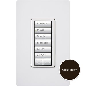 Lutron RRD-HN6BRL-BR seeTouch LED+ Hybrid Keypad, Works with RA3 Systems, 100W LED, 6 Button with 1 Raise / Lower, Neutral Required, 120V, Brown