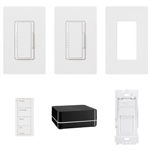 Lutron RR-SEL-KIT-1 RA2 Select Starter Kit, contains (2) RRD-6ND-WH, (1) PJ2-4B-GWH-P03, (1) PICO-WBX-ADAPT, (3) CW-1-WH, (1) RR-SEL-REP2-BL. RR-REL-KIT-1