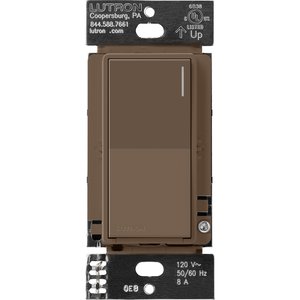 Lutron RRST-8ANS-EP Sunnata RF Neutral Switch for RA3 Systems, 8A, Single Pole / Multi-Location, Neutral Required, 120V, Espresso