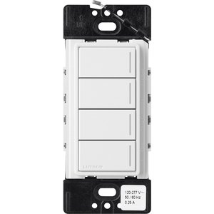 Lutron RRST-HN4B-SW Sunnata RF 4-Button Hybrid Keypad for RA3 Systems, 150W LED, Neutral Required, Single Pole, 120V, Snow White