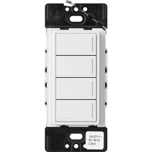 Lutron RRST-HN4B-WH Sunnata RF 4-Button Hybrid Keypad for RA3 Systems, 150W LED, Neutral Required, Single Pole, 120V, White