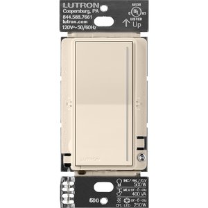 Lutron RRST-RD-LA Sunnata RF Companion Touch Dimmer for RA3 Systems, Multi-Location Remote Dimmer, Not for Stand-Alone Use, 120V, Light Almond