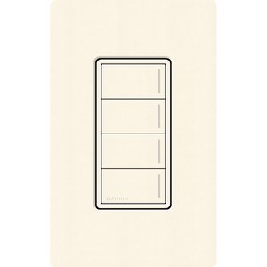 Lutron RRST-W4B-BI Sunnata RF 4-Button Wall Keypad for RA3 Systems, Neutral Required, 120-277V, Biscuit