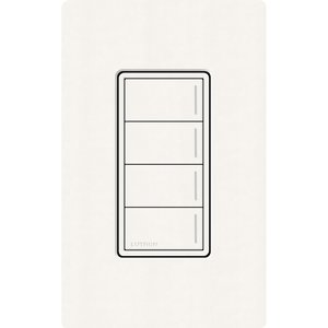 Lutron RRST-W4B-BW Sunnata RF 4-Button Wall Keypad for RA3 Systems, Neutral Required, 120-277V, Brilliant White