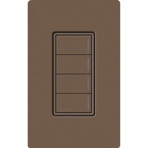 Lutron RRST-W4B-EP Sunnata RF 4-Button Wall Keypad for RA3 Systems, Neutral Required, 120-277V, Espresso