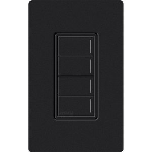 Lutron RRST-W4B-MN Sunnata RF 4-Button Wall Keypad for RA3 Systems, Neutral Required, 120-277V, Midnight