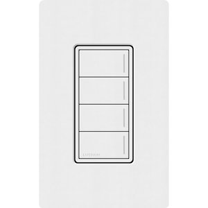 Lutron RRST-W4B-SW Sunnata RF 4-Button Wall Keypad for RA3 Systems, Neutral Required, 120-277V, Snow White