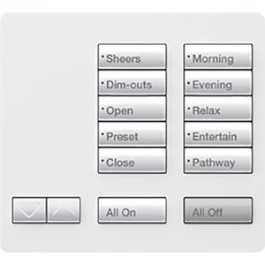 Lutron RR-T10RL-SW RadioRA 2 Tabletop Designer Keypad, Works with RA3 Systems, 10 Button with Raise / Lower, All On and All Off, Snow White