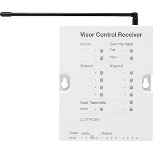 Lutron RR-VCRX-WH RadioRA 2 Car Visor Receiver Unit, Works for RA3 Systems, Contact Closure Inputs / Outputs, 9VDC Adapter Included, White