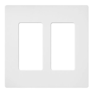 Lutron SC-2-SW Claro 2 Gang Wall Plate for Decorator-Style Dimmers, Switches, and Outlets, Satin Finish, Snow White