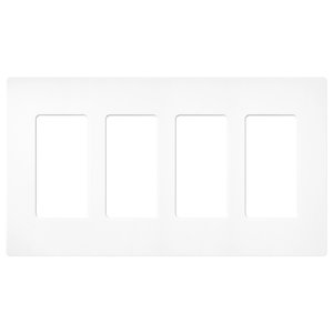 Lutron SC-4-BW Claro 4 Gang Wall Plate for Decorator-Style Dimmers, Switches, and Outlets, Satin Finish, Brilliant White