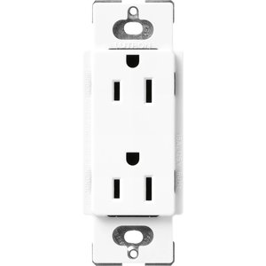 Lutron SCR-15-BW Claro 15A Duplex Receptacle, Decorator-Style Outlet, Satin Finish, Brilliant White