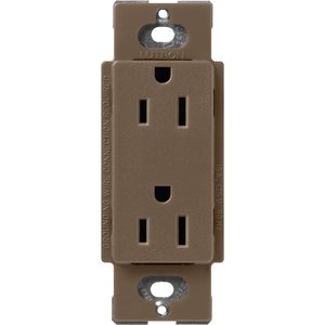 Lutron SCR-15-EP Claro 15A Duplex Receptacle, Decorator-Style Outlet, Satin Finish, Espresso