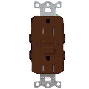 Lutron SCR-15-GFST-SI Claro 15A Tamper Resistant GFCI Duplex Receptacle, Decorator-Style Outlet, Self-Testing, Satin Finish, Sienna