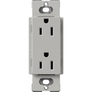 Lutron SCR-15-PB Claro 15A Duplex Receptacle, Decorator-Style Outlet, Satin Finish, Pebble