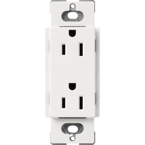 Lutron SCR-15-RW Claro 15A Duplex Receptacle, Decorator-Style Outlet, Satin Finish, Architectural White