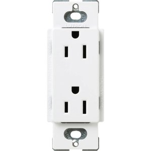Lutron SCR-15-SW Claro 15A Duplex Receptacle, Decorator-Style Outlet, Satin Finish, Snow White