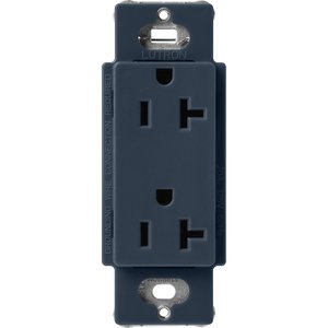 Lutron SCR-20-DE Claro 20A Duplex Receptacle, Decorator-Style Outlet, Satin Finish, Deep Sea