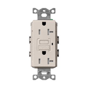 Lutron SCR-20-GFST-TP Claro 20A Tamper-Resistant GFCI Duplex Receptacle, Decorator-Style Outlet, Self-Testing, Satin Finish, Taupe