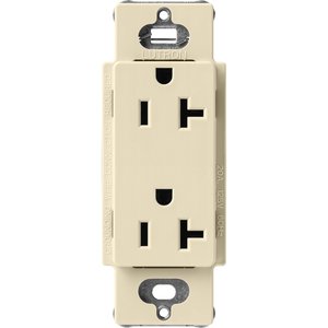 Lutron SCR-20-SD Claro 20A Duplex Receptacle, Decorator-Style Outlet, Satin Finish, Sand