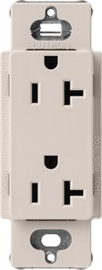 Lutron SCR-20-TP Claro 20A Duplex Receptacle, Decorator-Style Outlet, Satin Finish, Taupe