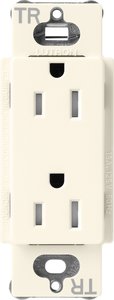 Lutron SCRS-15-TR-BI Claro 15A Tamper-Resistant Duplex Receptacle, Decorator-Style Outlet, Satin Finish, Biscuit