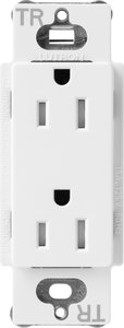 Lutron SCRS-15-TR-SW Claro 15A Tamper-Resistant Duplex Receptacle, Decorator-Style Outlet, Satin Finish, Snow White