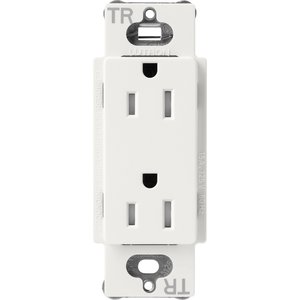 Lutron SCRS-15-TR-RW Claro 15A Tamper-Resistant Duplex Receptacle, Decorator-Style Outlet, Satin Finish, Architectural White