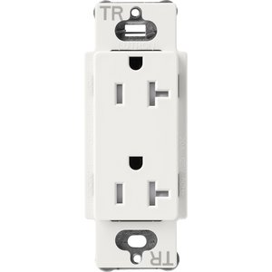 Lutron SCRS-20-TR-RW Claro 20A Tamper-Resistant Duplex Receptacle, Decorator-Style Outlet, Satin Finish, Architectural White
