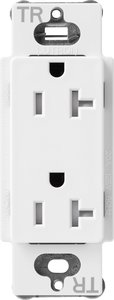 Lutron SCRS-20-TR-SW Claro 20A Tamper-Resistant Duplex Receptacle, Decorator-Style Outlet, Satin Finish, Snow White