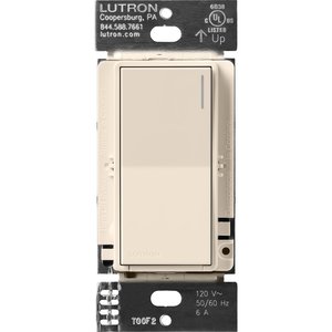 Lutron ST-6ANS-LA Sunnata On / Off Switch, 6A Lighting or 3A 1 / 10HP Motor, Single Pole / Multi-Location, Light Almond