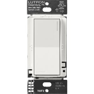 Lutron ST-6ANS-RW Sunnata On / Off Switch, 6A Lighting or 3A 1 / 10HP Motor, Single Pole / Multi-Location, Architectural White