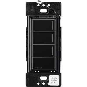 Lutron RRST-HN3RL-BL Sunnata RF 3-Button with Raise / Lower Hybrid Keypad for RA3 Systems, 150W LED, Neutral Required, Single Pole, 120V, Black