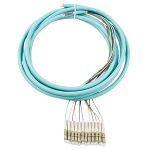 Lynn Electronics T12-L119-BL-4RD-003M Pre-Terminated Fiber Pigtail, 12-Fiber, 900um, OM4 50/12 Multimode Simplex, LC Connector, 3m