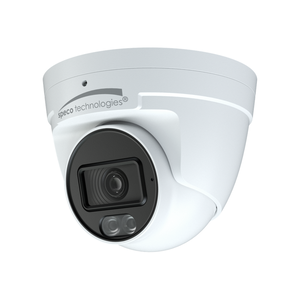 Speco O8KT1 8MP Turret IP Camera with Built-in Mic, Analytics, White Light Intensifier, Dual-Light, 2.8mm Fixed Lens, IP67, White