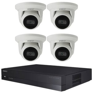 Hanwha SQ-4T4CHHKIT (8) 4MP IR Dome Camera, and (1) 32-Channel WAVE NVR, 2U RSM, Kit