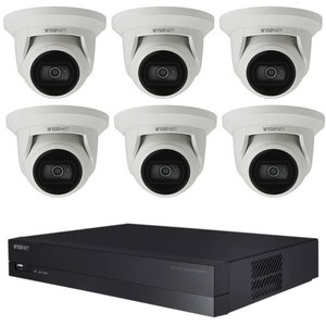 Hanwha SQ-6T8CHHKIT (6) 4MP Vandal-Resistant IR Turret Camera with WDR and 3mm Fixed Lens