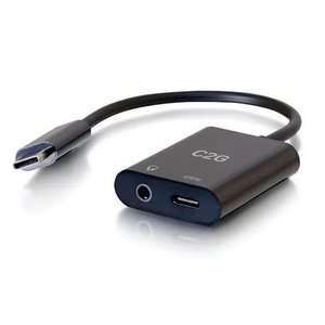 C2G CG54438 USB-C to AUX Multiport Adapter with Power Delivery up to 100W, Black