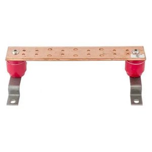 Hubbell HBBB14212 16-Hole Busbar, Includes Insulators and Mounting Bracket, 10"L