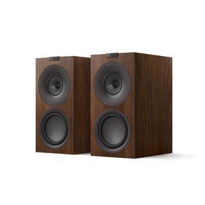KEF QCCONCERTOMWA Q Concerto Meta HiFi Speakers with Grilles, 3-Way Standmount, Walnut