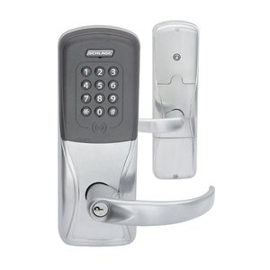 Schlage AD-300-CY-70-MT-RHO-626-P6-RH-13-247-10- AD Series Networked Hardwired Electronic Lock with Multi-Technology Reader, Cylindrical, Rhodes Lever, Right-Handed, Storeroom, Satin Chrome